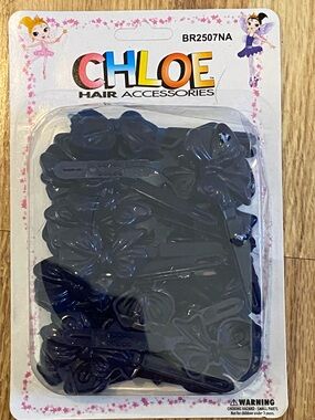 Chloe Kids Hair Clips - Navy Blue Floral Set New